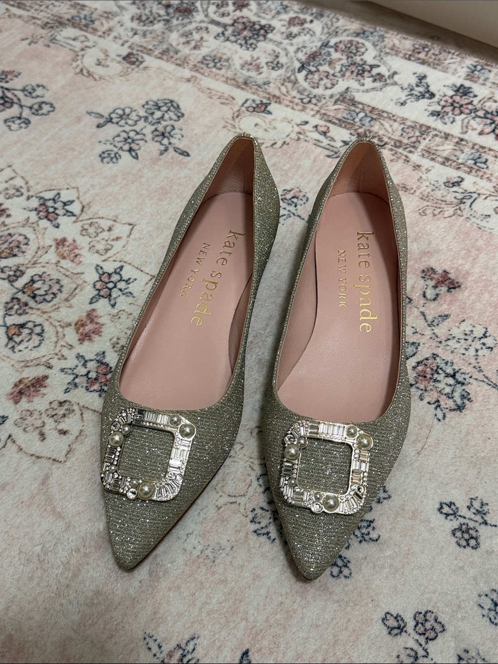 kate spade buckle up embellished flats